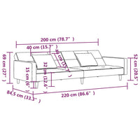 Thumbnail for Schlafsofa 2-Sitzer mit 2 Kissen & Hocker Schwarz Samt