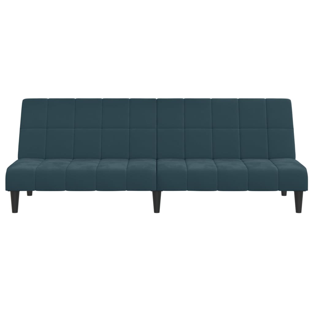 Schlafsofa 2-Sitzer mit Hocker Blau Samt