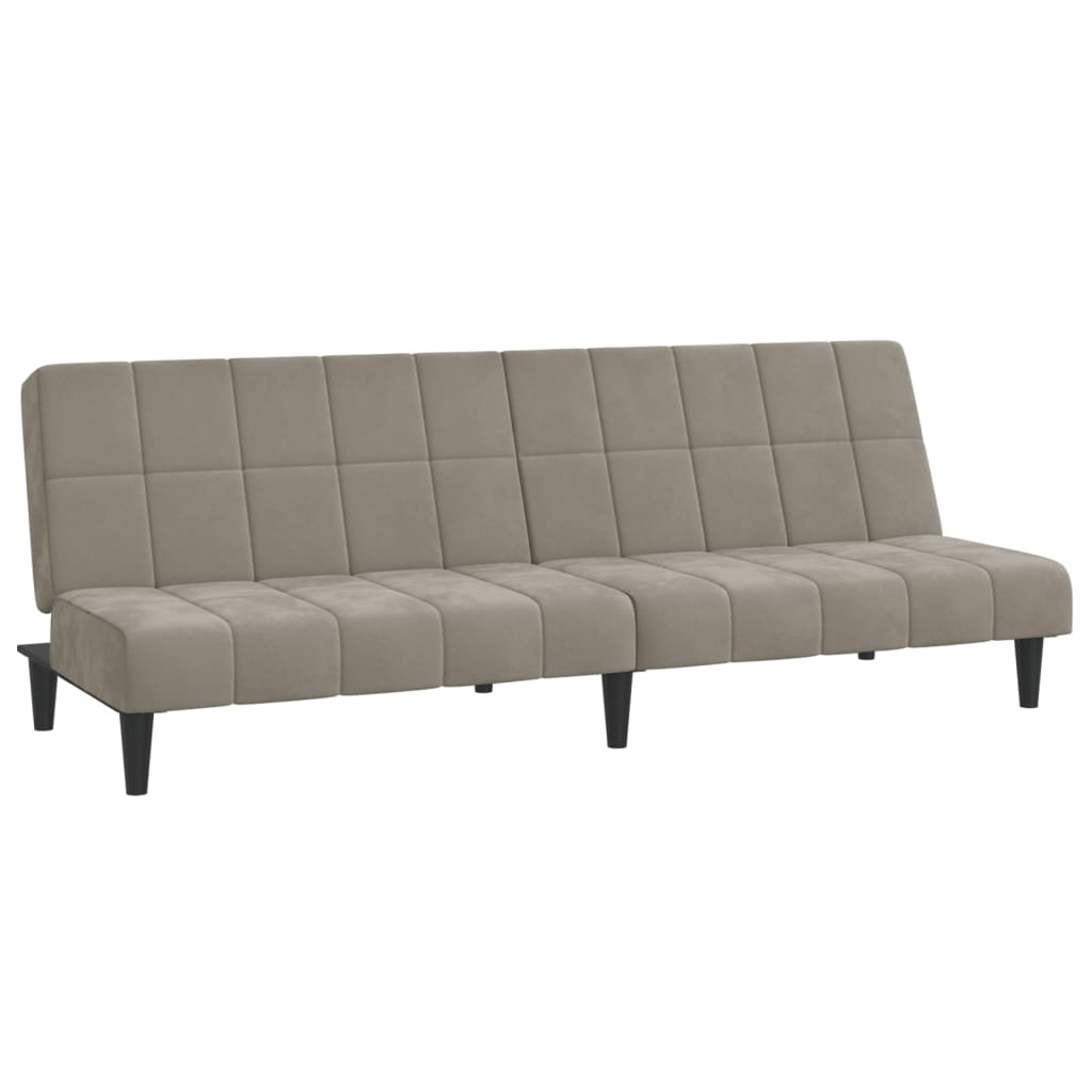 Schlafsofa 2-Sitzer mit Hocker Hellgrau Samt