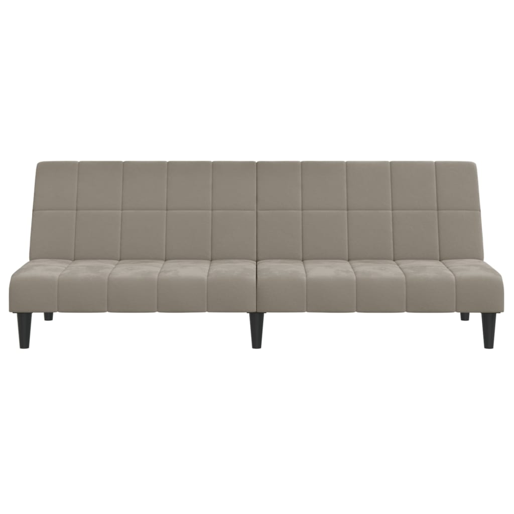 Schlafsofa 2-Sitzer mit Hocker Hellgrau Samt