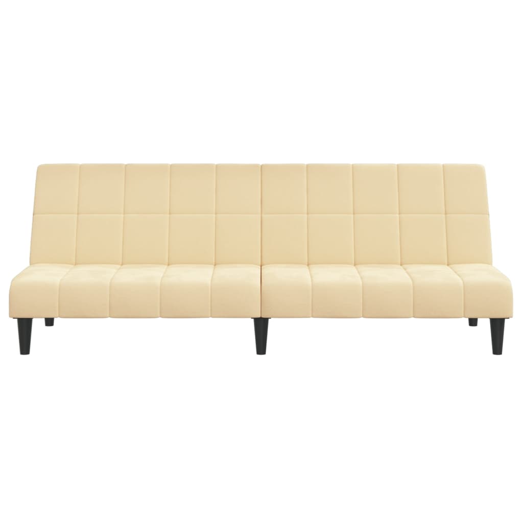 Schlafsofa 2-Sitzer mit Hocker Creme Samt