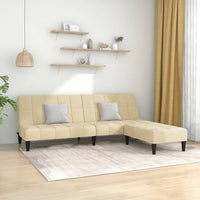 Thumbnail for Schlafsofa 2-Sitzer mit Hocker Creme Samt