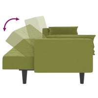 Thumbnail for Schlafsofa 2-Sitzer mit 2 Kissen & Hocker Hellgrün Samt