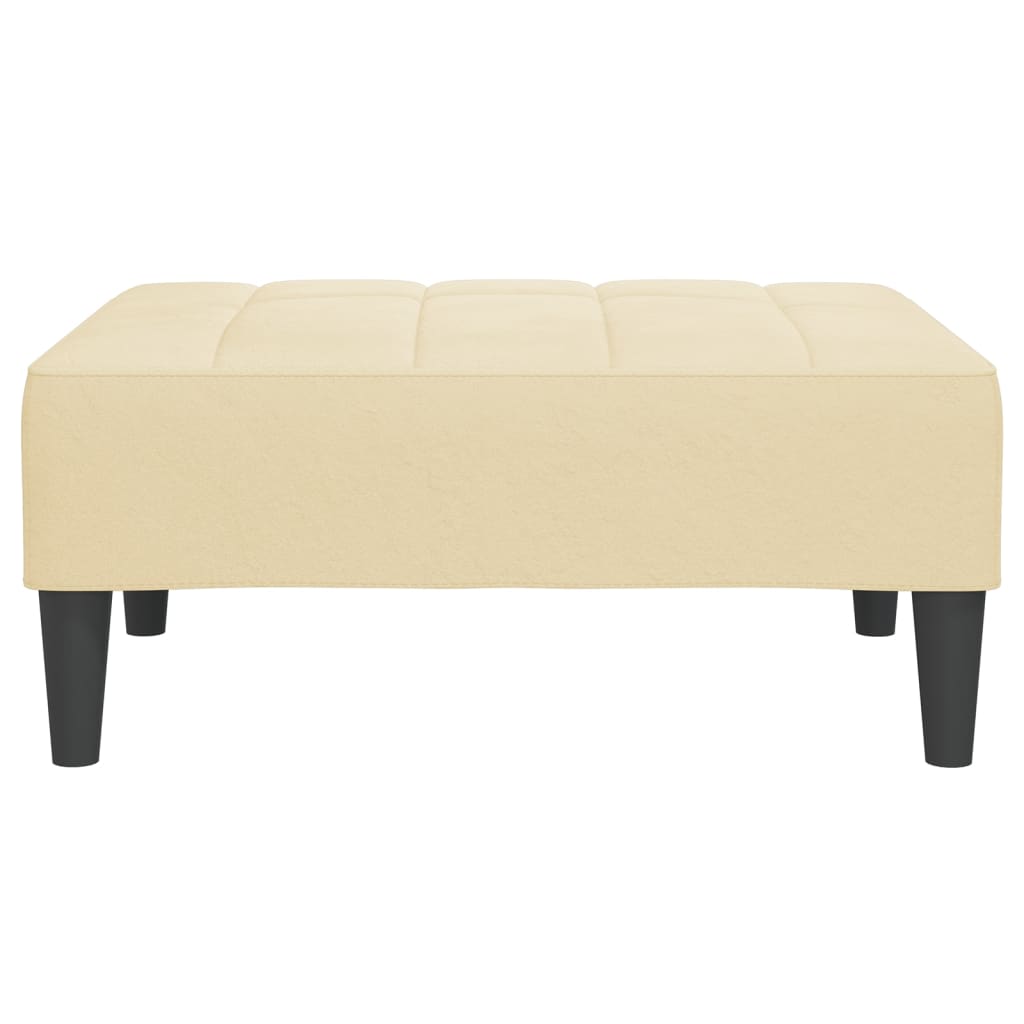 Schlafsofa 2-Sitzer mit 2 Kissen & Hocker Creme Samt