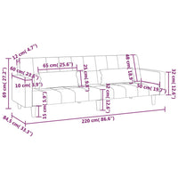 Thumbnail for Schlafsofa 2-Sitzer mit 2 Kissen & Hocker Creme Samt