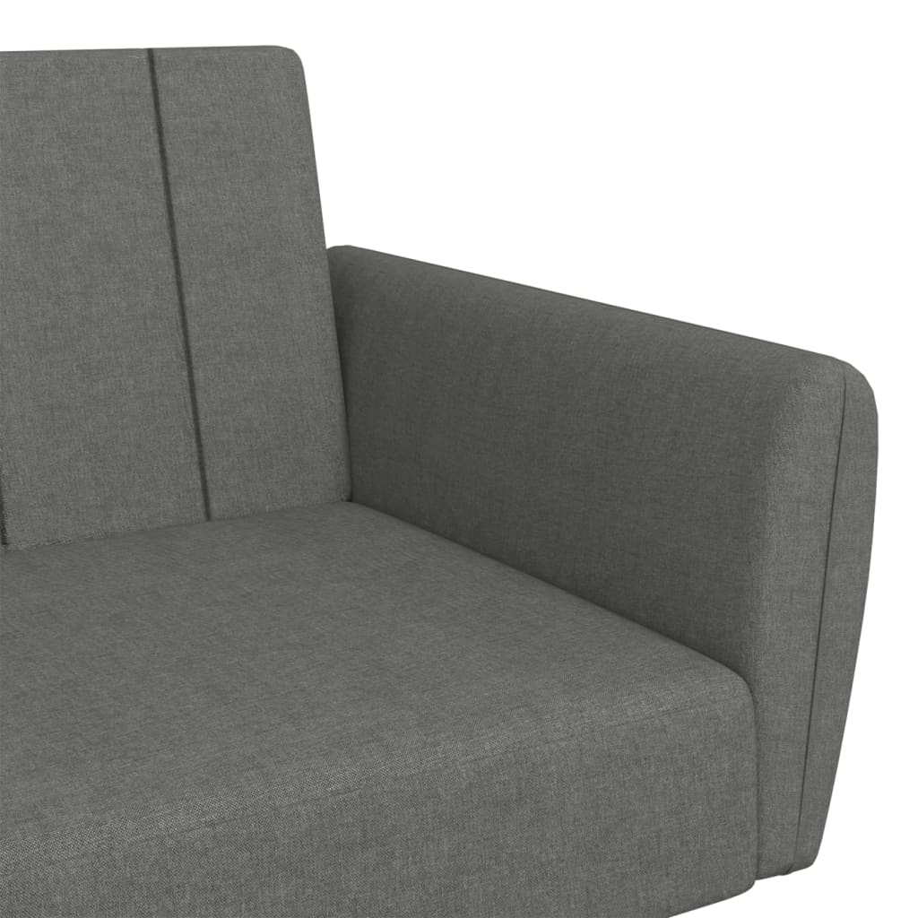 Schlafsofa 2-Sitzer mit Fußhocker Hellgrau Stoff