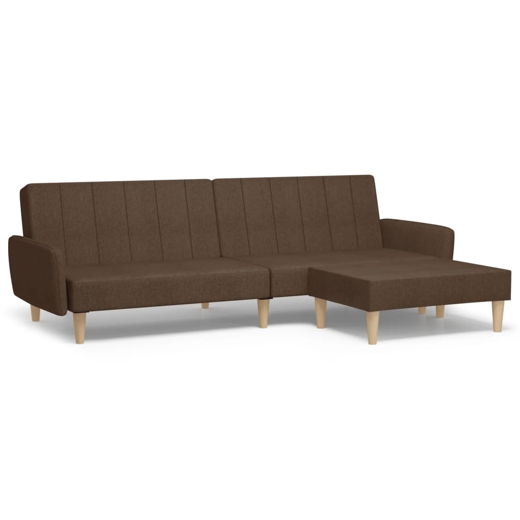 Schlafsofa 2-Sitzer mit Fußhocker Braun Stoff
