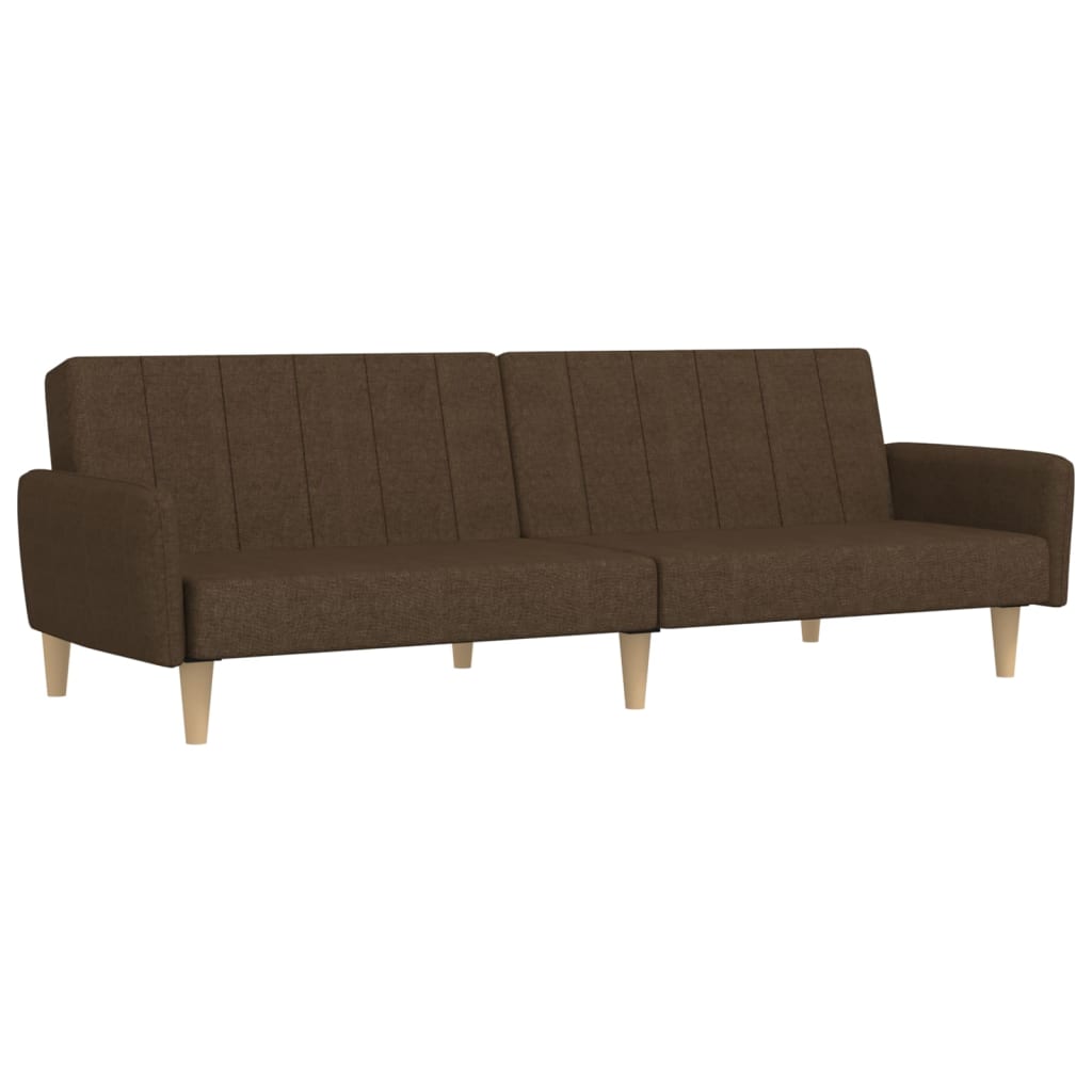 Schlafsofa 2-Sitzer mit Fußhocker Braun Stoff