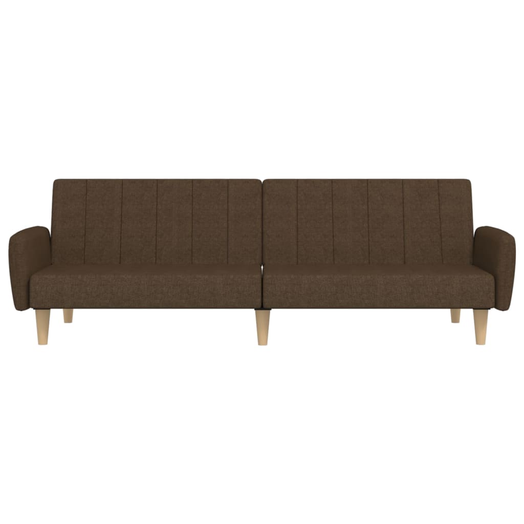 Schlafsofa 2-Sitzer mit Fußhocker Braun Stoff