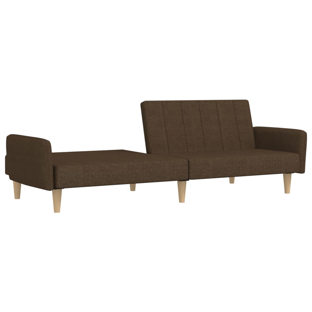 Schlafsofa 2-Sitzer mit Fußhocker Braun Stoff