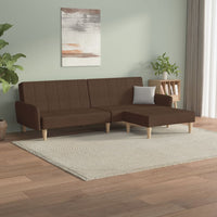 Thumbnail for Schlafsofa 2-Sitzer mit Fußhocker Braun Stoff