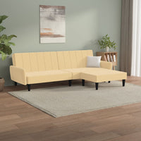 Thumbnail for Schlafsofa 2-Sitzer mit Hocker Creme Samt