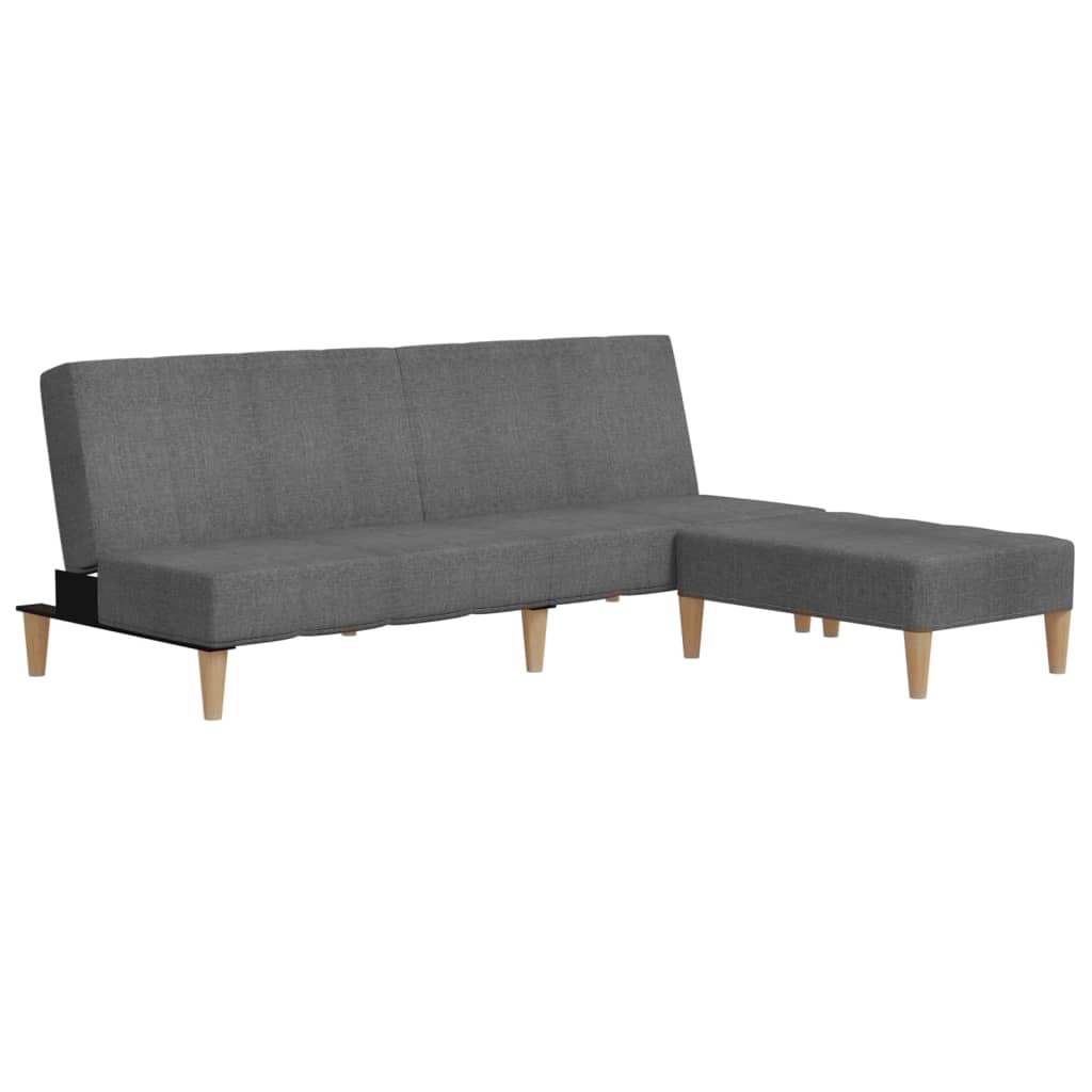 Schlafsofa 2-Sitzer mit Hocker Hellgrau Stoff