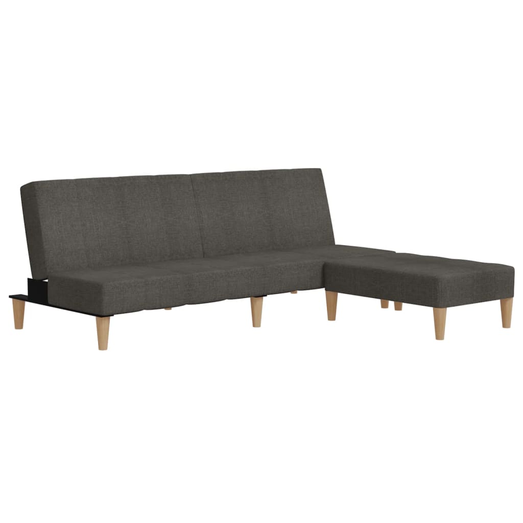 Schlafsofa 2-Sitzer mit Hocker Dunkelgrau Stoff