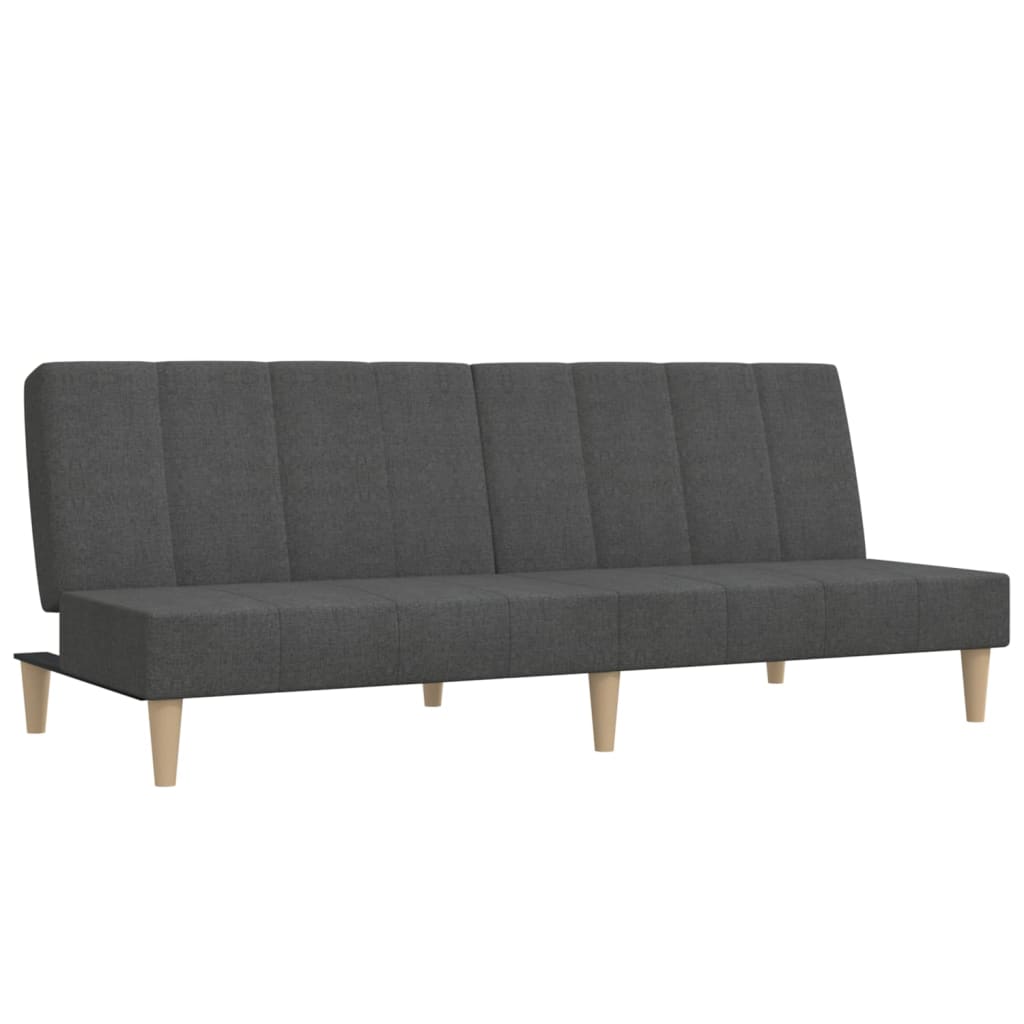 Schlafsofa 2-Sitzer mit Hocker Dunkelgrau Stoff