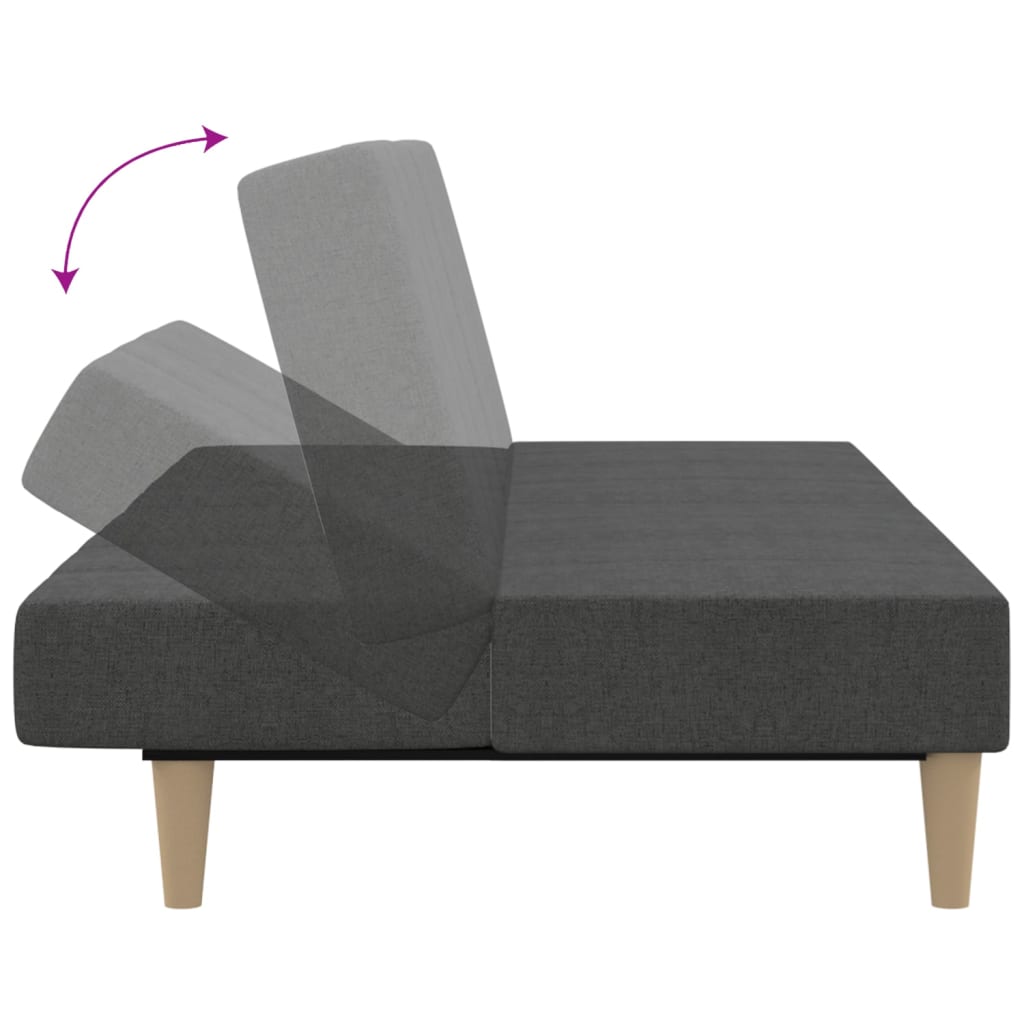 Schlafsofa 2-Sitzer mit Hocker Dunkelgrau Stoff
