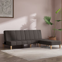 Thumbnail for Schlafsofa 2-Sitzer mit Hocker Dunkelgrau Stoff