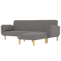 Thumbnail for Schlafsofa 2-Sitzer mit Hocker & Zwei Kissen Hellgrau Stoff