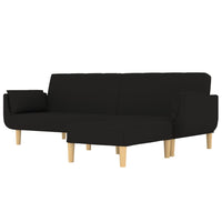 Thumbnail for Schlafsofa 2-Sitzer mit Hocker & Zwei Kissen Schwarz Stoff