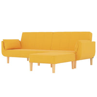 Thumbnail for Schlafsofa 2-Sitzer mit Hocker & Zwei Kissen Gelb Stoff