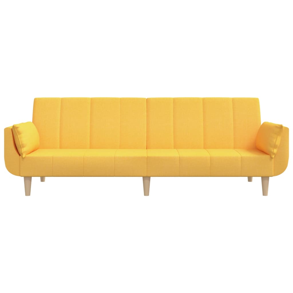 Schlafsofa 2-Sitzer mit Hocker & Zwei Kissen Gelb Stoff