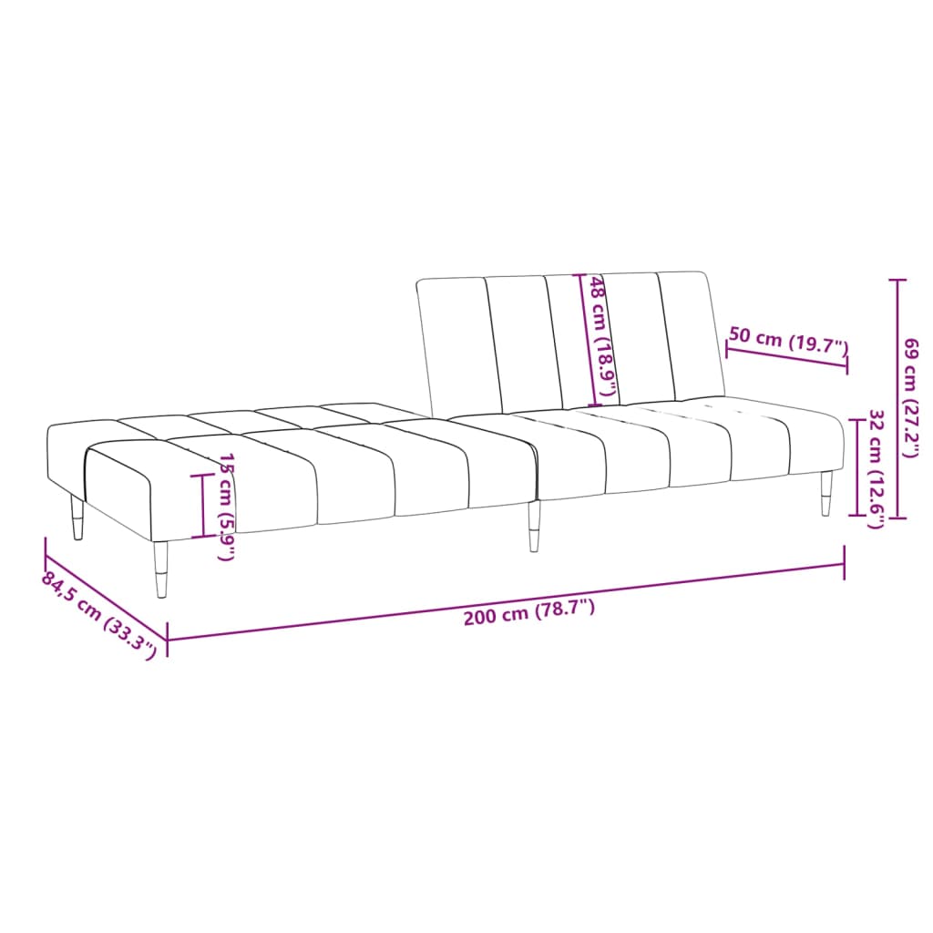 Schlafsofa 2-Sitzer mit Hocker Braun Samt