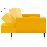 Thumbnail for Schlafsofa 2-Sitzer mit Hocker & Zwei Kissen Gelb Samt