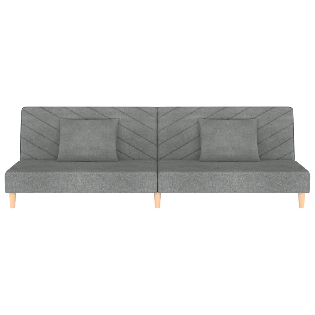Schlafsofa 2-Sitzer mit 2 Kissen und Fußhocker Hellgrau Stoff