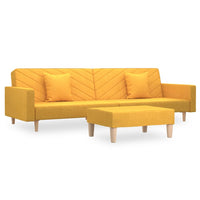 Thumbnail for Schlafsofa 2-Sitzer mit 2 Kissen und Fußhocker Gelb Stoff