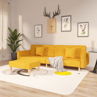 Thumbnail for Schlafsofa 2-Sitzer mit 2 Kissen und Fußhocker Gelb Stoff
