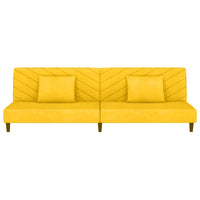Thumbnail for Schlafsofa 2-Sitzer mit 2 Kissen und Fußhocker Gelb Samt