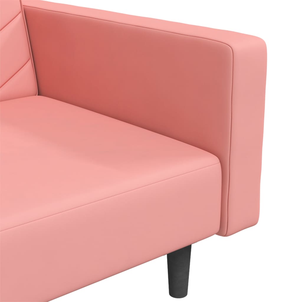 Schlafsofa 2-Sitzer mit 2 Kissen und Fußhocker Rosa Samt