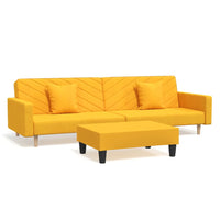 Thumbnail for Schlafsofa 2-Sitzer mit 2 Kissen und Fußhocker Gelb Samt