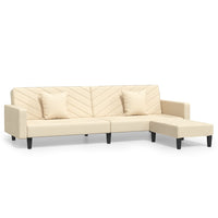 Thumbnail for Schlafsofa 2-Sitzer mit 2 Kissen und Fußhocker Creme Samt