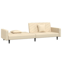 Thumbnail for Schlafsofa 2-Sitzer mit 2 Kissen und Fußhocker Creme Samt