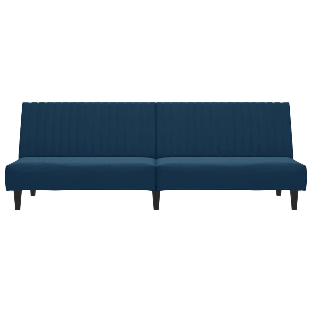 Schlafsofa 2-Sitzer mit Fußhocker Blau Samt