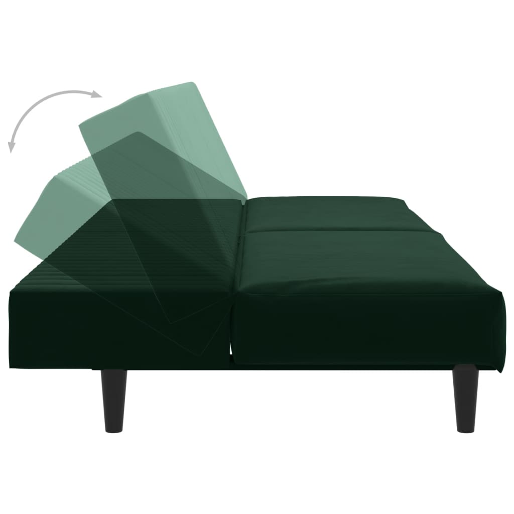 Schlafsofa 2-Sitzer mit Fußhocker Dunkelgrün Samt