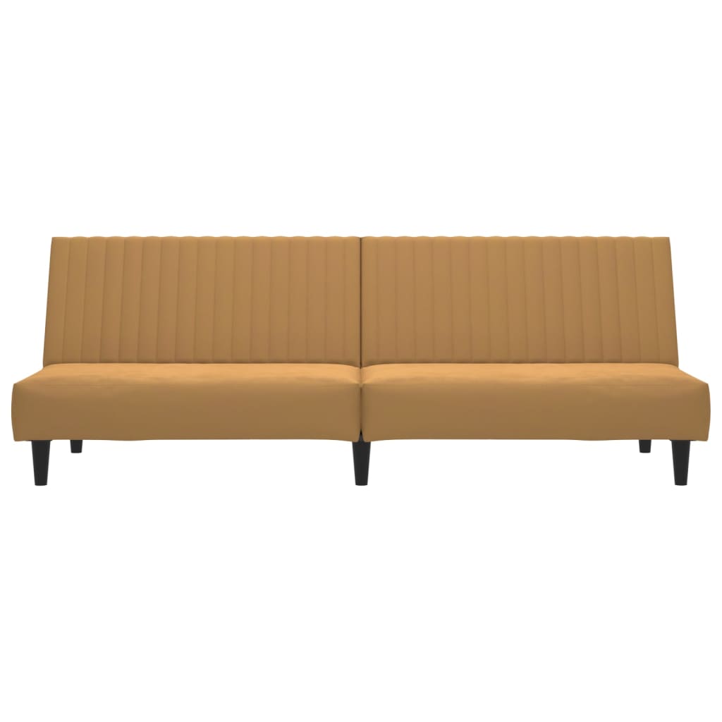 Schlafsofa 2-Sitzer mit Fußhocker Braun Samt