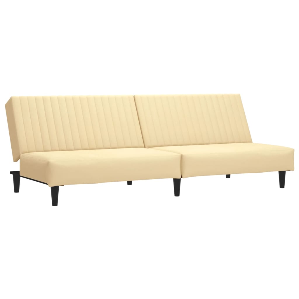 Schlafsofa 2-Sitzer mit Fußhocker Creme Samt