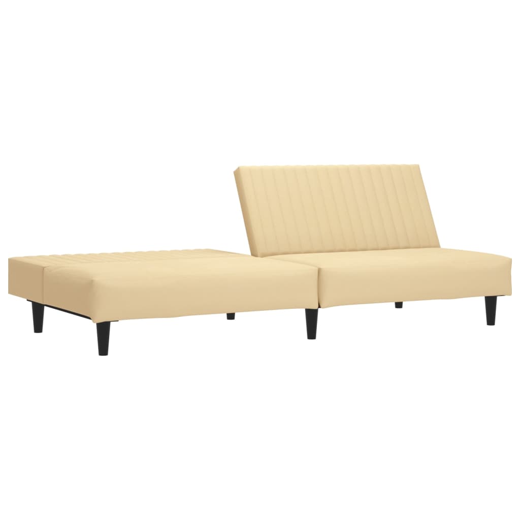 Schlafsofa 2-Sitzer mit Fußhocker Creme Samt
