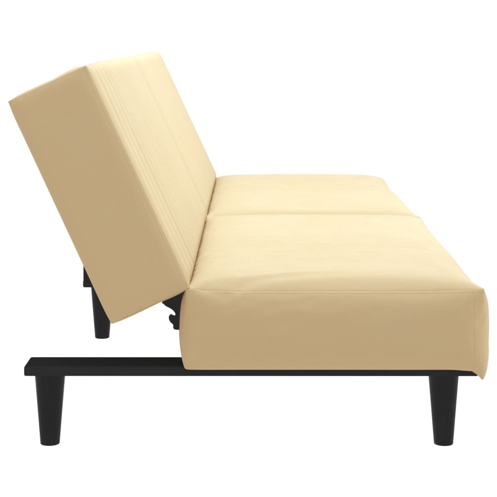 Schlafsofa 2-Sitzer mit Fußhocker Creme Samt