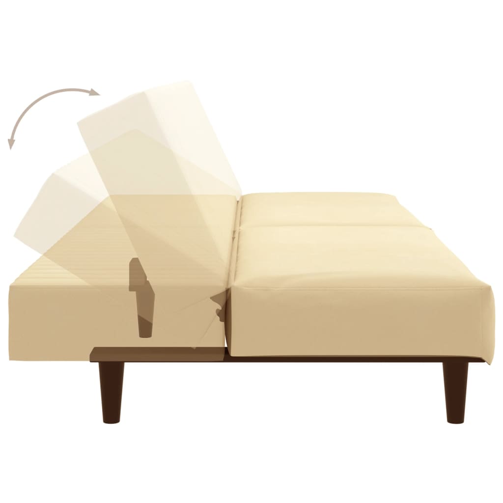 Schlafsofa 2-Sitzer mit Fußhocker Creme Samt