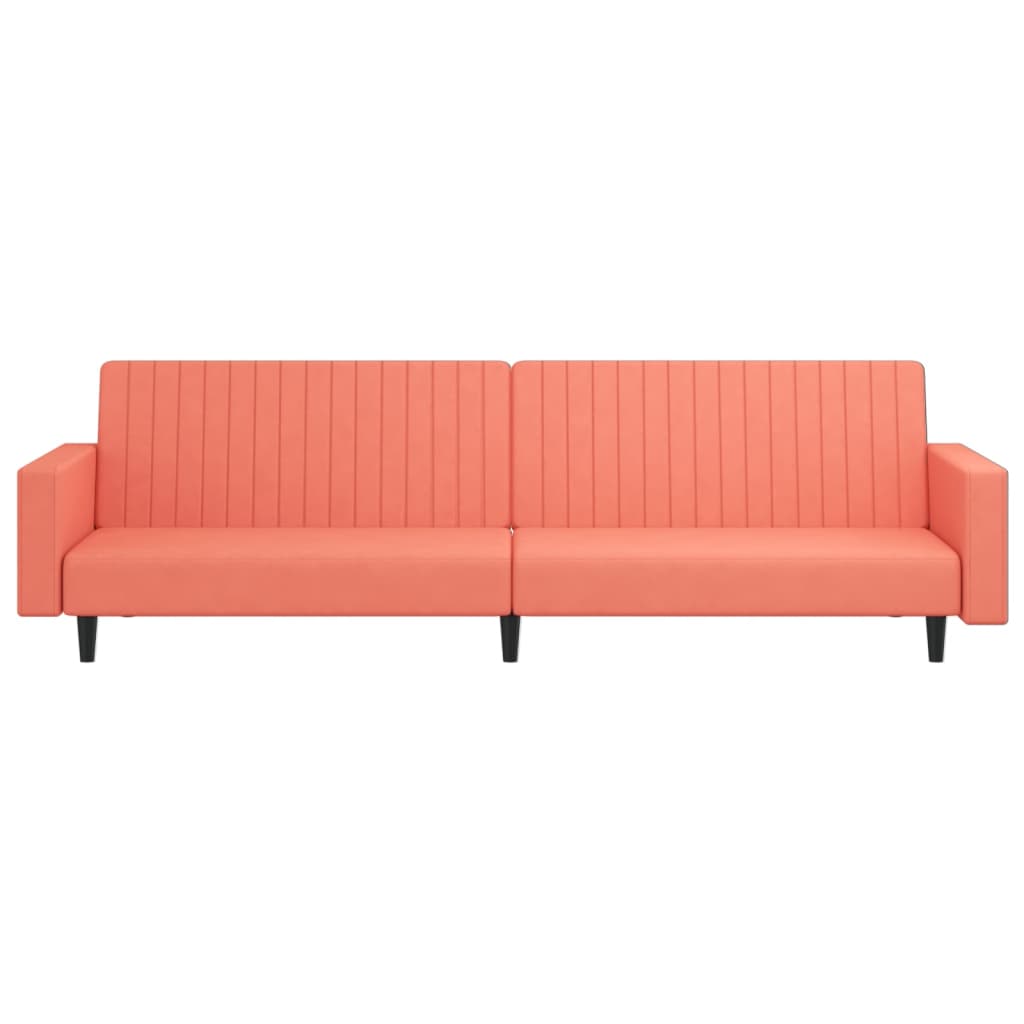 Schlafsofa 2-Sitzer mit Fußhocker Rosa Samt