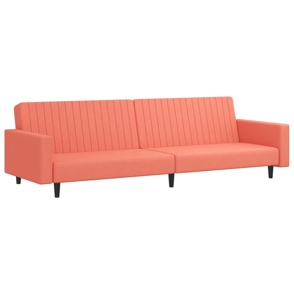 Schlafsofa 2-Sitzer mit Fußhocker Rosa Samt