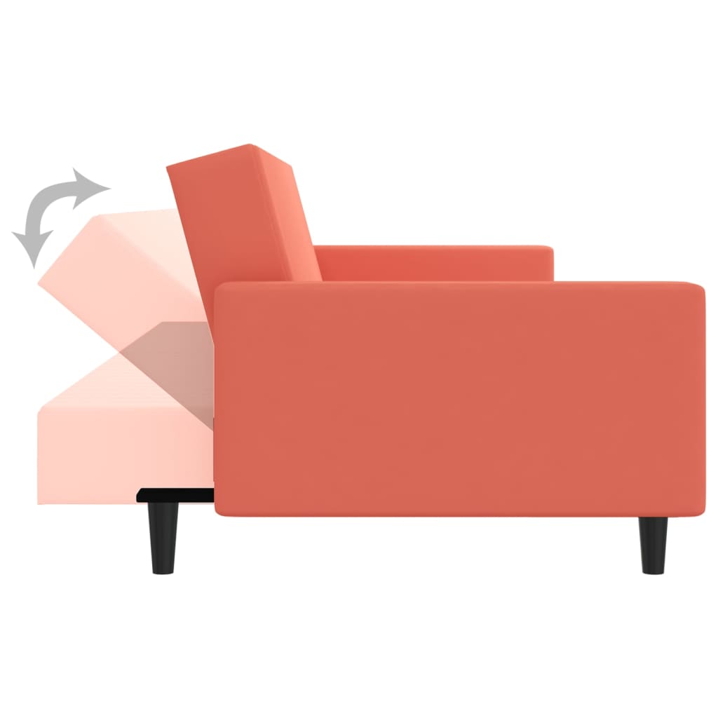 Schlafsofa 2-Sitzer mit Fußhocker Rosa Samt
