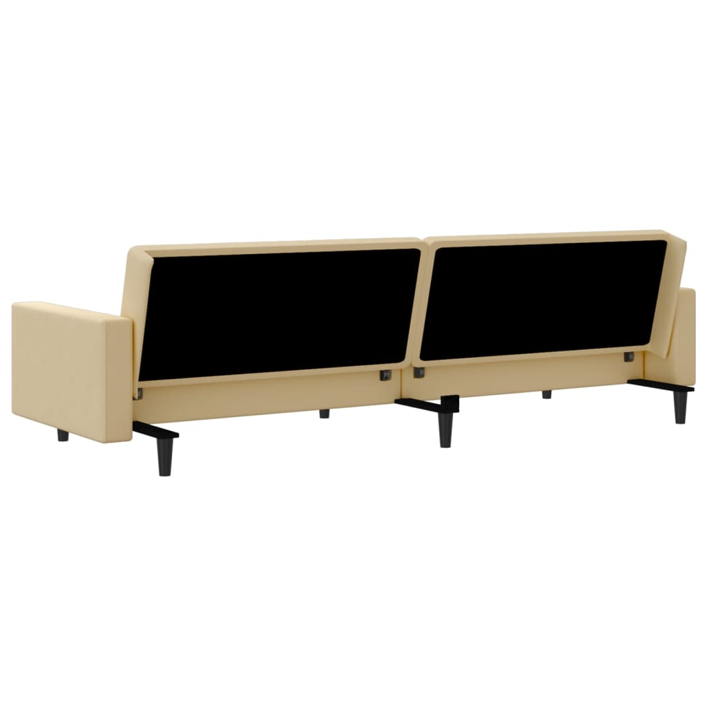 Schlafsofa 2-Sitzer mit Fußhocker Creme Samt