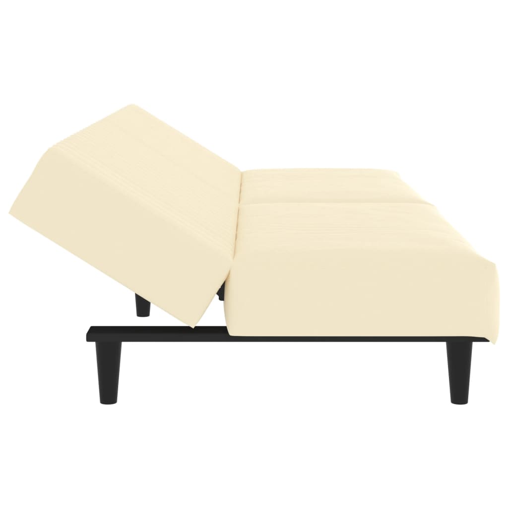Schlafsofa 2-Sitzer mit Fußhocker Creme Kunstleder