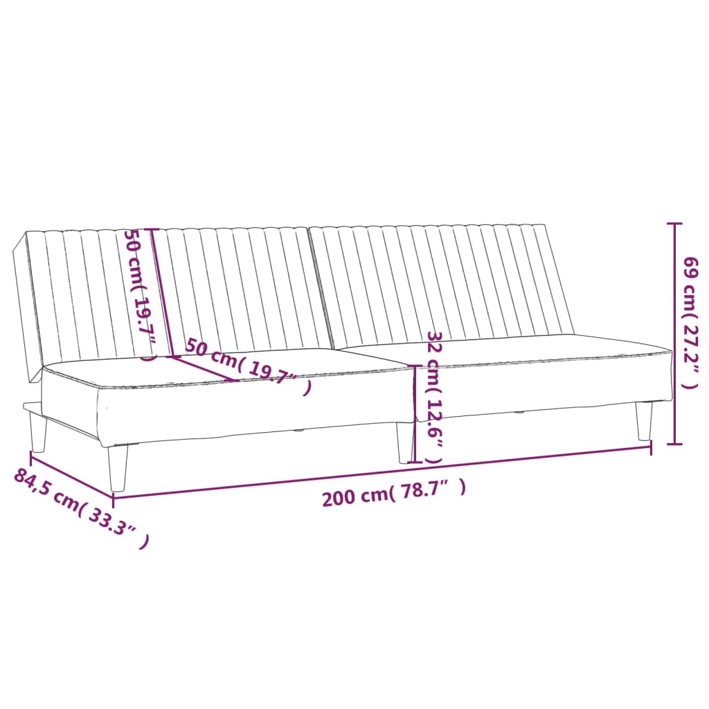 Schlafsofa 2-Sitzer mit Fußhocker Creme Kunstleder