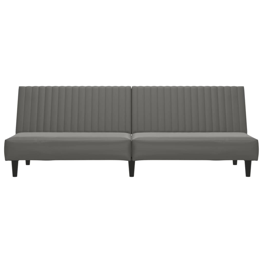 Schlafsofa 2-Sitzer mit Fußhocker Grau Kunstleder