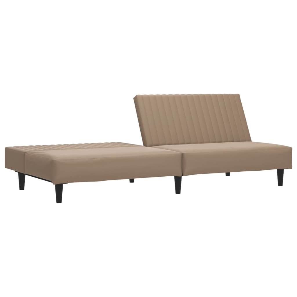 Schlafsofa 2-Sitzer mit Fußhocker Cappuccino-Braun Kunstleder